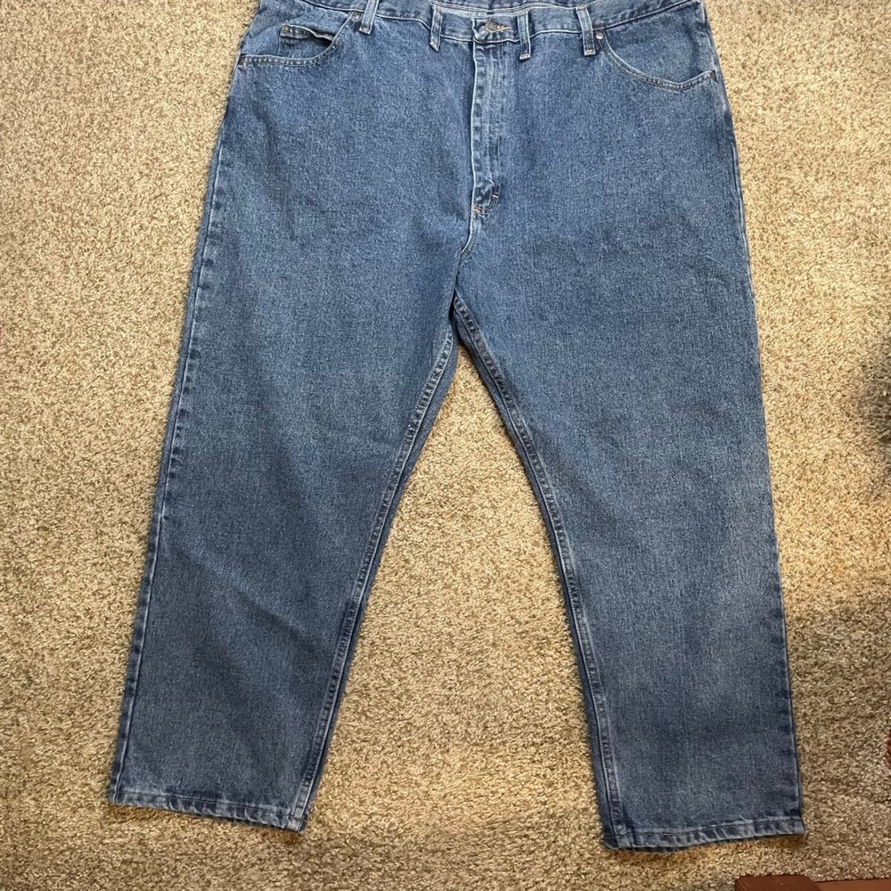 Wrangler Five Star Premium Denim Relaxed Fit Blue Jeans Mens 46x29 NWT